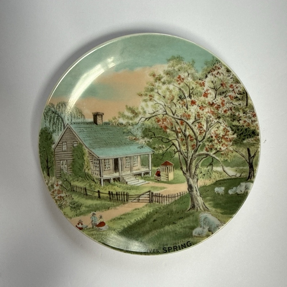 Artmark Currier & Ives Spring Wall Plate Vintage Farmhouse Cottage Core Decor